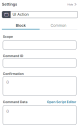 Image of the Block tab of the Settings pane for the UI Action Quick Action